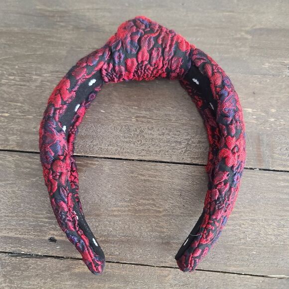 Lele Sadoughi Red and Black Knotted Floral Headband